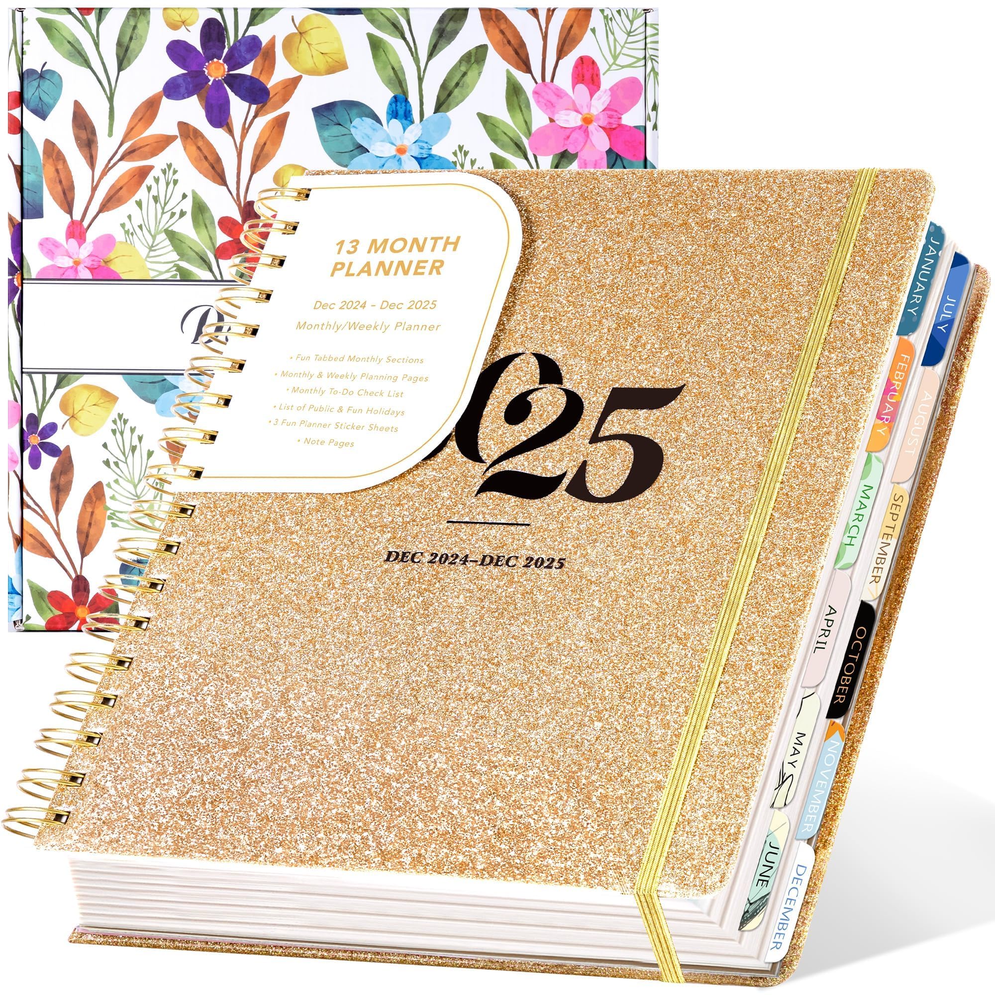 2025 Weekly & Monthly Planner - Spiral Bound Hardcover Calendar (Dec 2024-Dec 2025) - 8.3