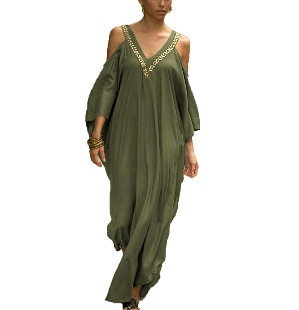 Senan Women's Turkish Kaftan - Loose Beach Cover Up, Bikini Dress, Maxi Tunic for Summer Vacation & Poolside Relaxation