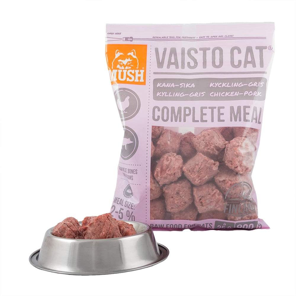 Premium Frozen Vaisto Pink Pork & Chicken Raw Cat Food - Grain-Free, High-Protein Natural Diet for Cats - Perfect for Indoor, Outdoor & Picky Eaters