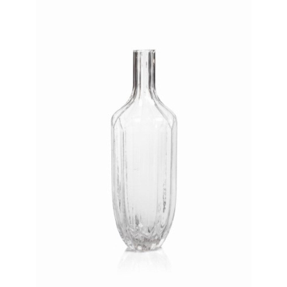 Astrud 14 Inch Tall Glass Slender Vase with Ribbed Pattern - Elegant Home Decor for Flowers, Centerpieces, and Wedding Arrangements