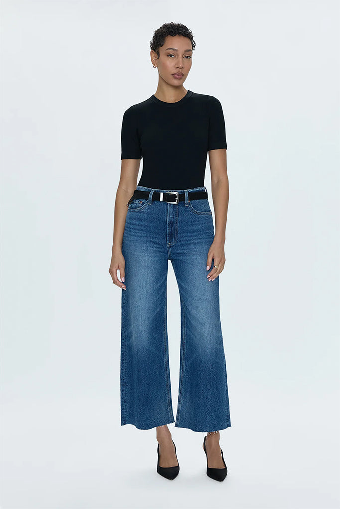 Pistola Lana Crop High Rise Ultra Wide Leg Jeans - Women's Fashion Stretch Denim Pants for Casual & Streetwear Outfits