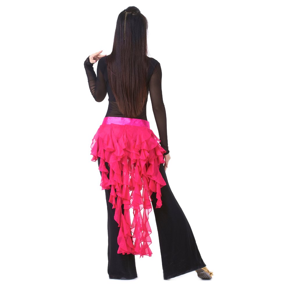 BellyLady Tribal Egypt Style Belly Dance Hip Scarf & Skirt Set - Rosered, Perfect for Performances, Practice, and Cultural Events