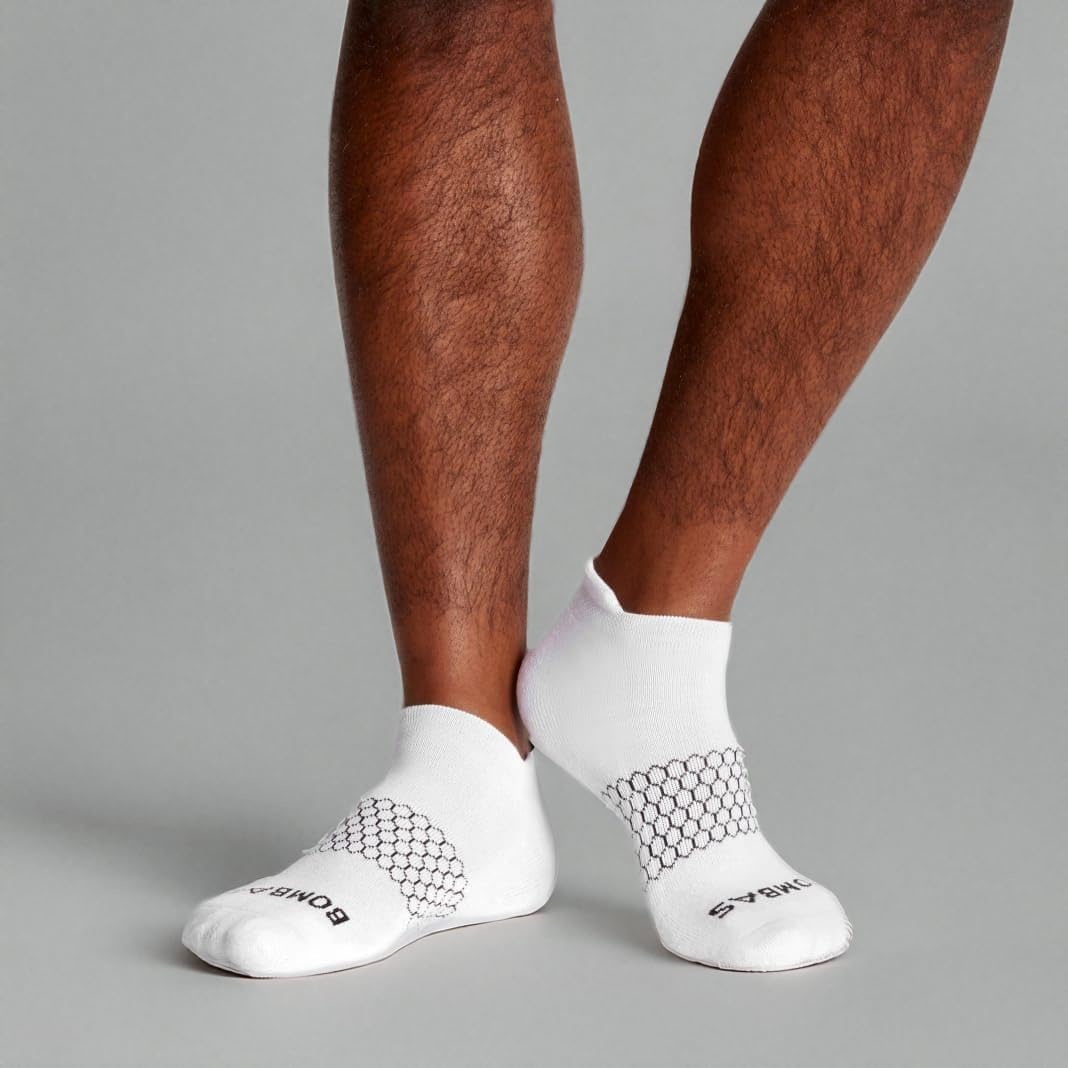 BOMBAS Men's Originals Ankle Socks - White, Large (4-Pack) - Ultra Soft & Breathable for Everyday Comfort, Running, Gym & Casual Wear