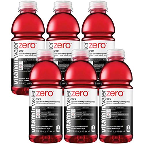 Vitamin Water Zero Sugar Acai Blueberry Pomegranate Flavored Drink - 20oz Bottles (Pack of 6, 120oz Total) | Hydrating & Refreshing for Workouts, Office & Daily Hydration