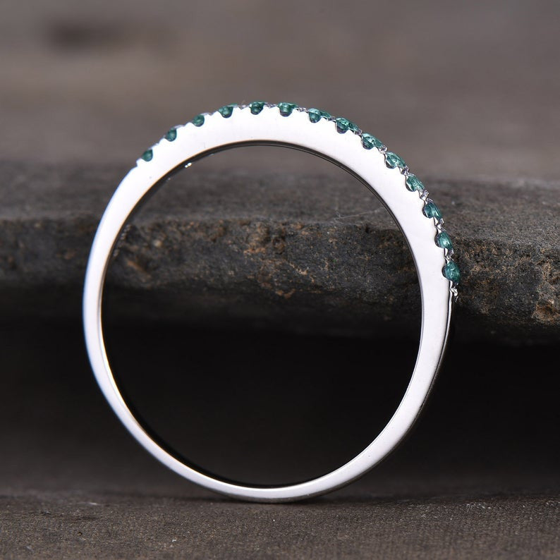 Silver Alexandrite Wedding Band - Sterling Silver Eternity Ring for Stacking | Perfect for Bridal Jewelry, Anniversary Gifts & Everyday Elegance