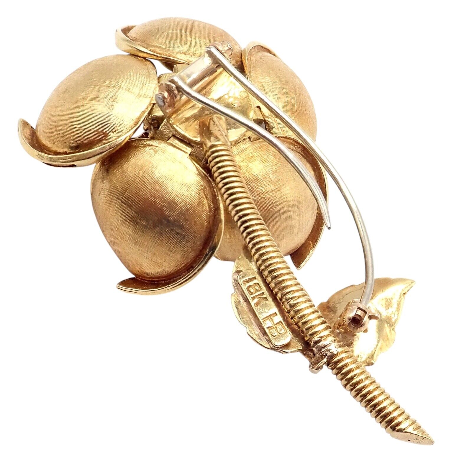 Hammerman Brothers 18k Yellow Gold Diamond Rose Flower Brooch Pin - Elegant Day & Night Jewelry for Women, Perfect for Weddings, Parties & Special Occasions