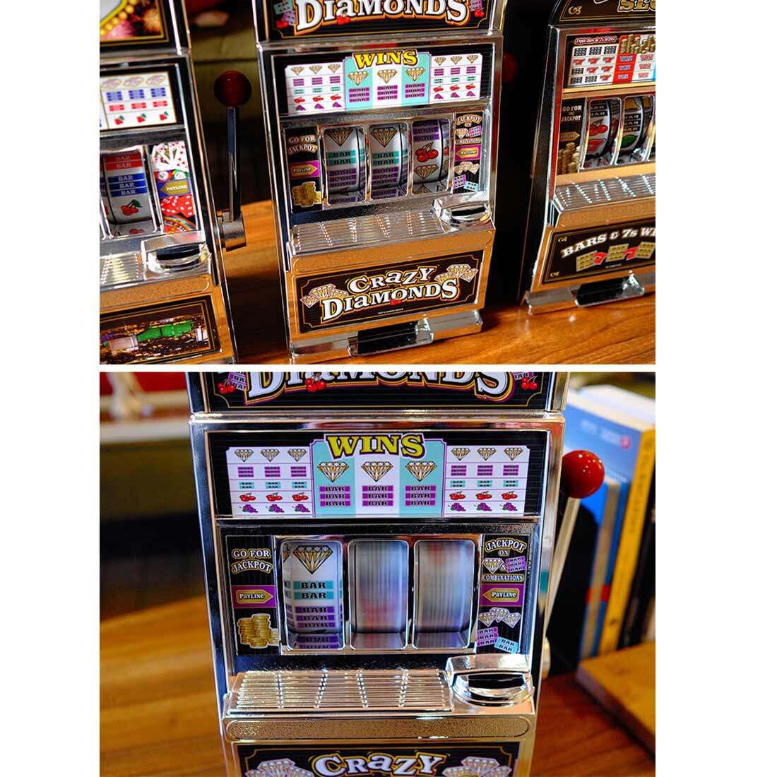 Mini Slot Machine Toy - Casino Coin Bank with Flashing Lights & Jackpot Sound Effects - Diamond Edition TUZ001916L67 | Fun Casino-Themed Gift for Adults & Kids, Perfect for Game Rooms, Parties & Collectors