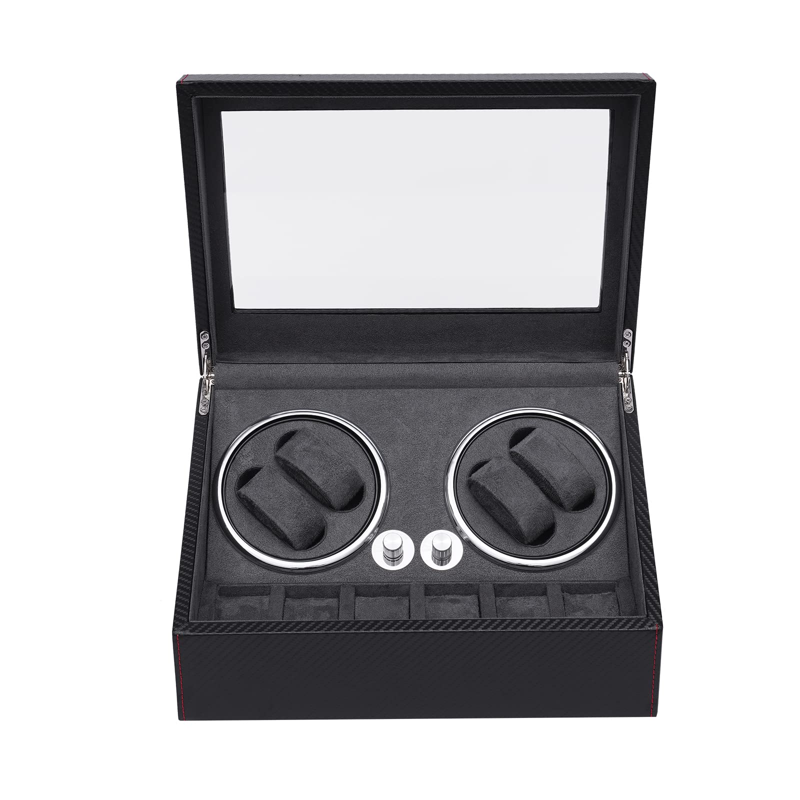 Premium SHZICMY Watch Winder for 4 Watches - Automatic Watch Storage Box with 6 Extra Slots, Blue LED Backlight, Crocodile Texture Exterior & Velvet Lining | Silent Mabuchi Motor, 4 Rotation Modes | Perfect for Watch Collectors & Luxury Timepiece Display (Home/Office/Collection Showcase)