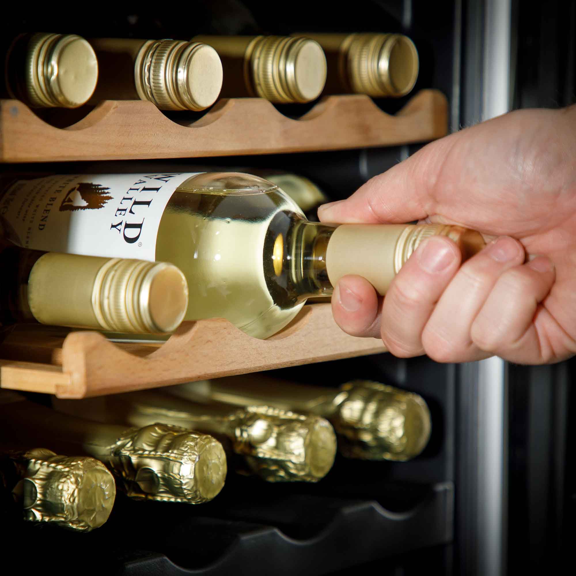 36 Bottle Dual Zone Wine Cooler Refrigerator with Touch Controls & Wooden Shelves - Perfect for Home, Office, or Restaurant Wine Storage and Display