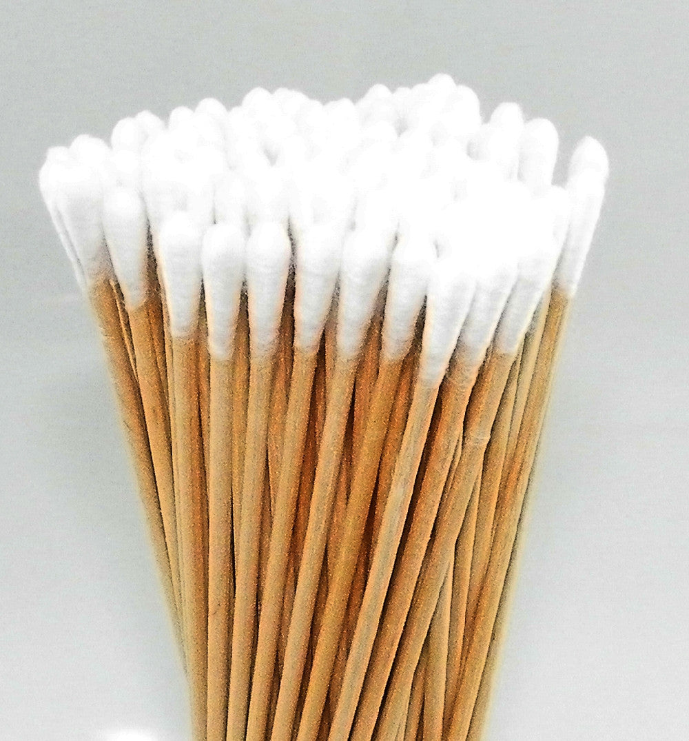 Premium 6-Inch Wooden Stick Cotton Swabs with Round Tips - 100 Count Bag for Makeup, Cleaning, Crafts & Baby Care | American Recorder Brand