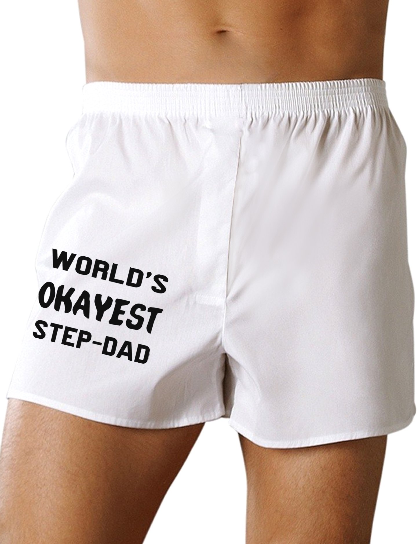 TooLoud World's Okayest Step-Dad Boxer Shorts - Funny Novelty Underwear for Men - Perfect Gift for Father's Day, Birthday & Casual Wear
