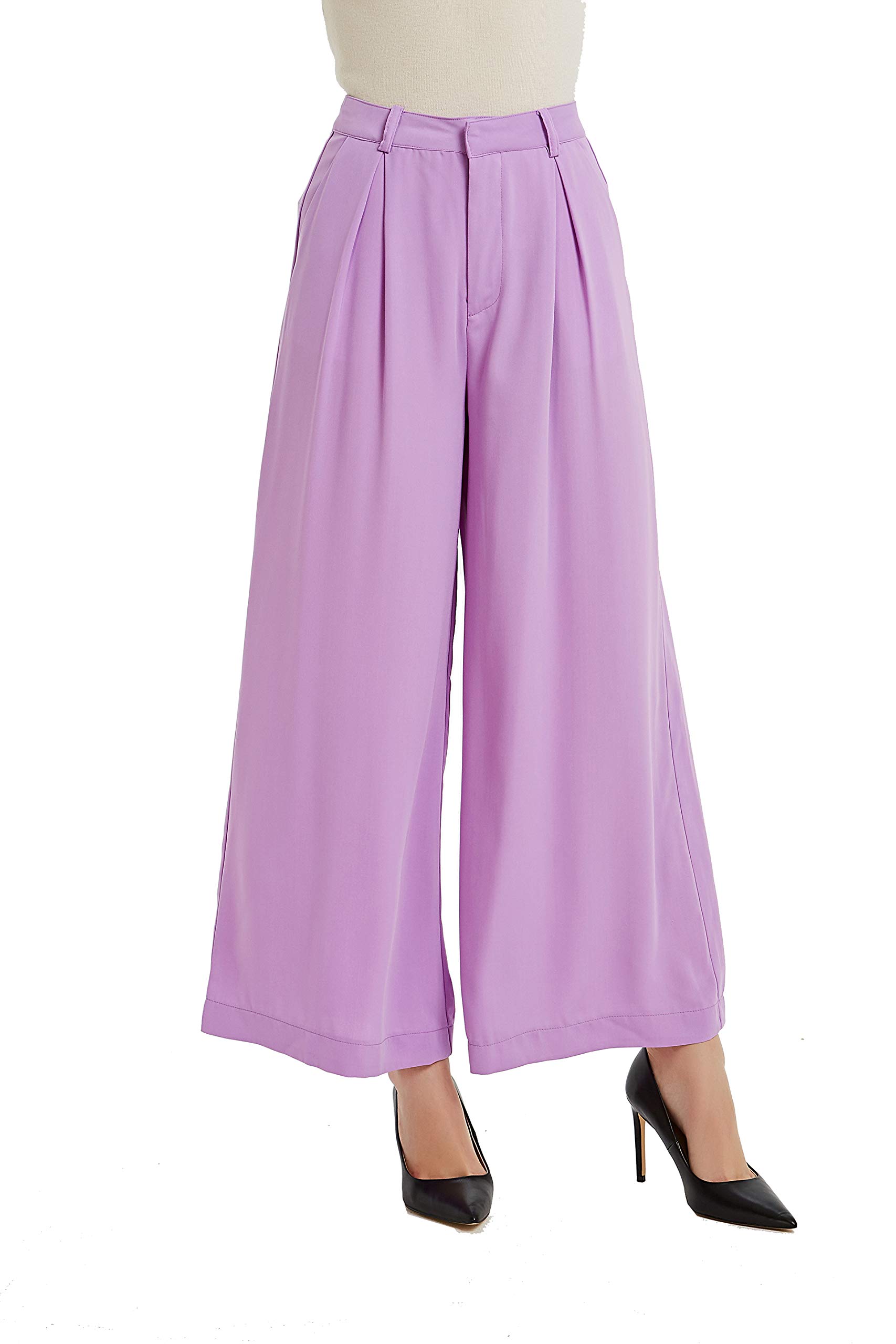 Tronjori Women's High Waist Wide Leg Palazzo Pants - Casual Comfort Stretch Trousers for Work & Travel (Regular Size) | Office Wear, Vacation Outfits & Everyday Fashion