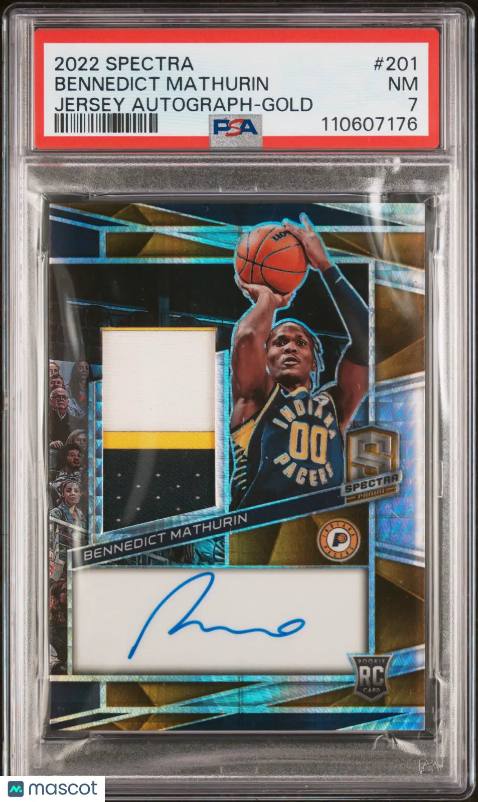 2022 Panini Spectra Bennedict Mathurin Rookie Card Jersey Autograph Auto Gold PSA 7/10 - Rare Collectible for Basketball Fans & Sports Memorabilia Enthusiasts