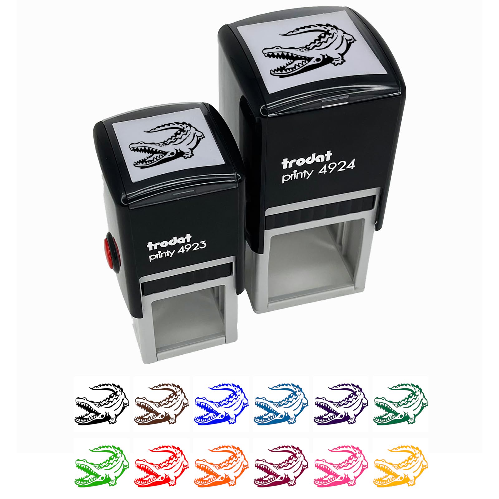 Alligator Crocodile Basking with Jaws Open Self-Inking Rubber Stamp - 1 Inch Small Stamp with Black Ink - Perfect for Scrapbooking, DIY Crafts, and Document Marking