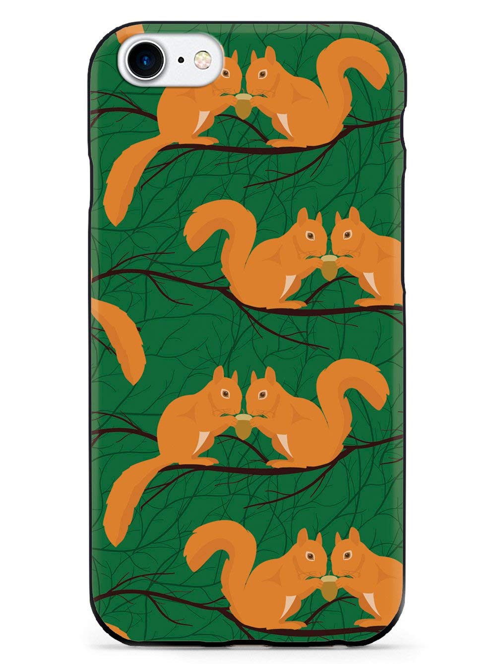 **Inspired Cases - 3D Textured Protective Phone Case Compatible with Apple iPhone SE (2020/2nd Gen) - Squirrel Pattern, Black - Slim Fit, Shockproof & Anti-Scratch for Daily Use, Travel & Outdoor Activities**