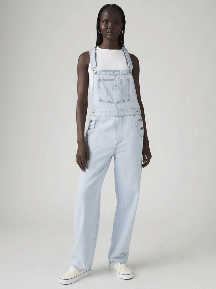 Levi's 853150035 Women's Vintage Overalls Light Wash Denim Jumpsuit - Perfect for Casual Outfits, Farmhouse Style & Retro Fashion