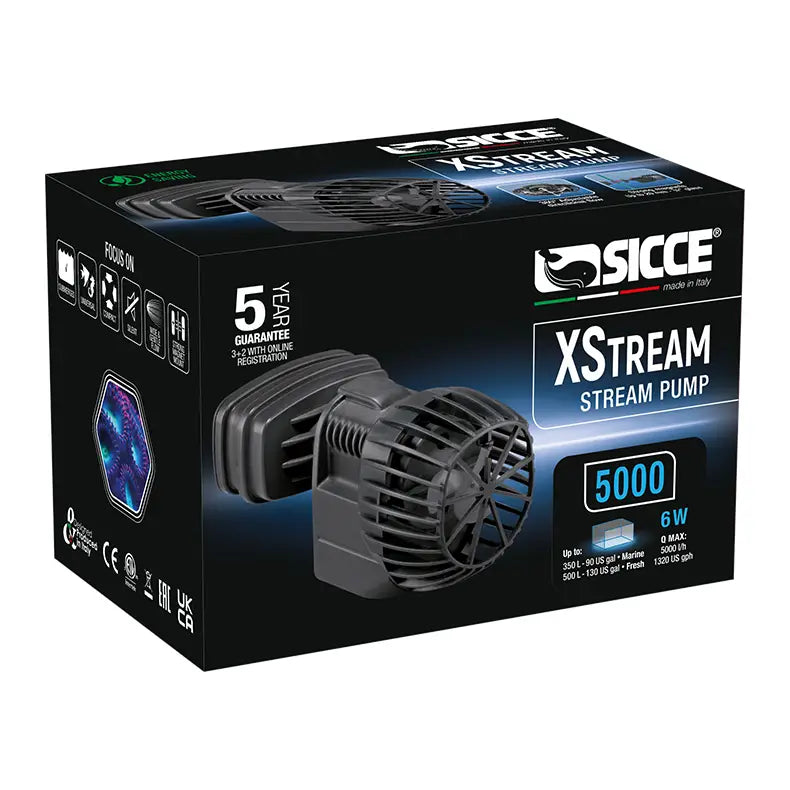 SICCE XStream Wave Pump Powerhead - 3500, 5000, 8000 GPH for Aquariums & Saltwater Tanks | High-Performance Water Circulation for Reef & Marine Life