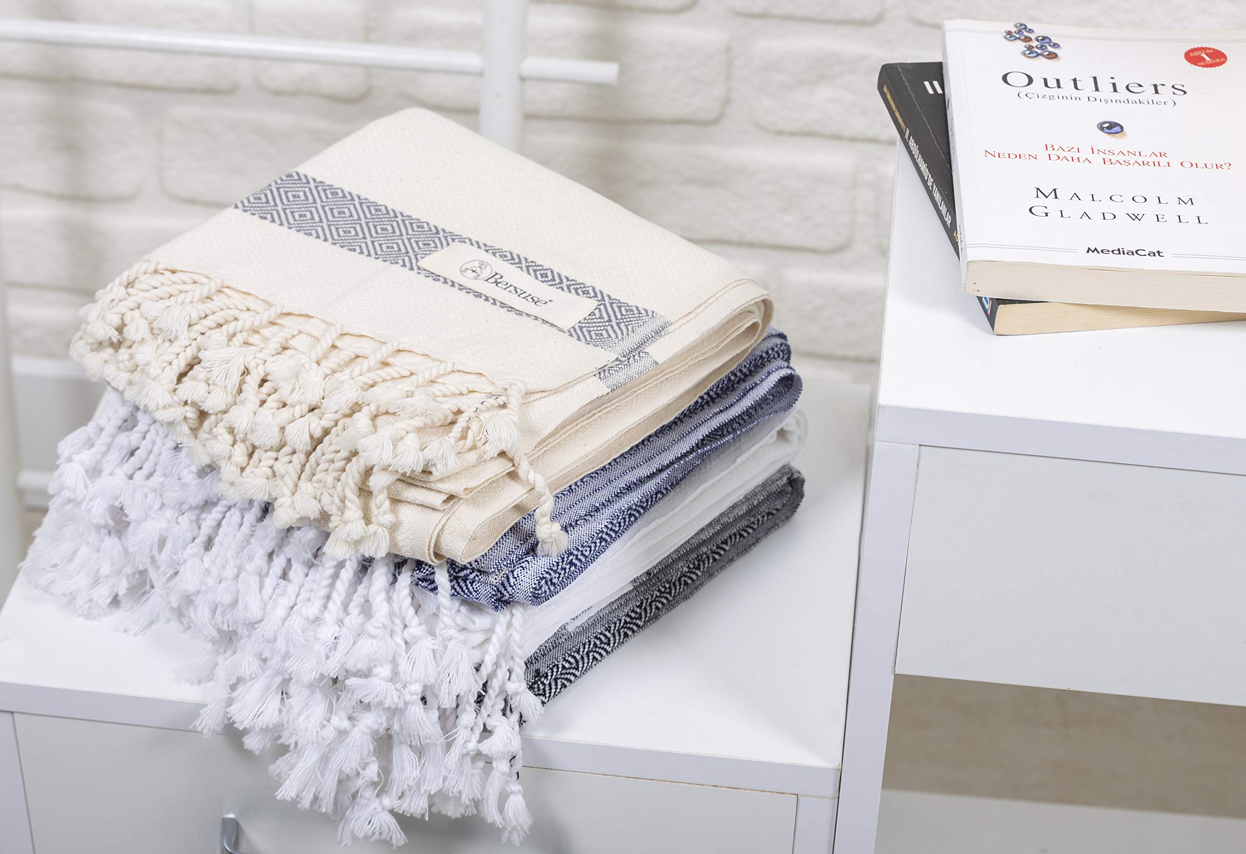 Premium 100% Cotton Turkish Towel - Ultra Absorbent Bath Towel, Beach Towel & Pool Towel - 37x70 Inches, Natural White (Set of 12) - Perfect for Spa, Travel, Gym & Beach Vacations