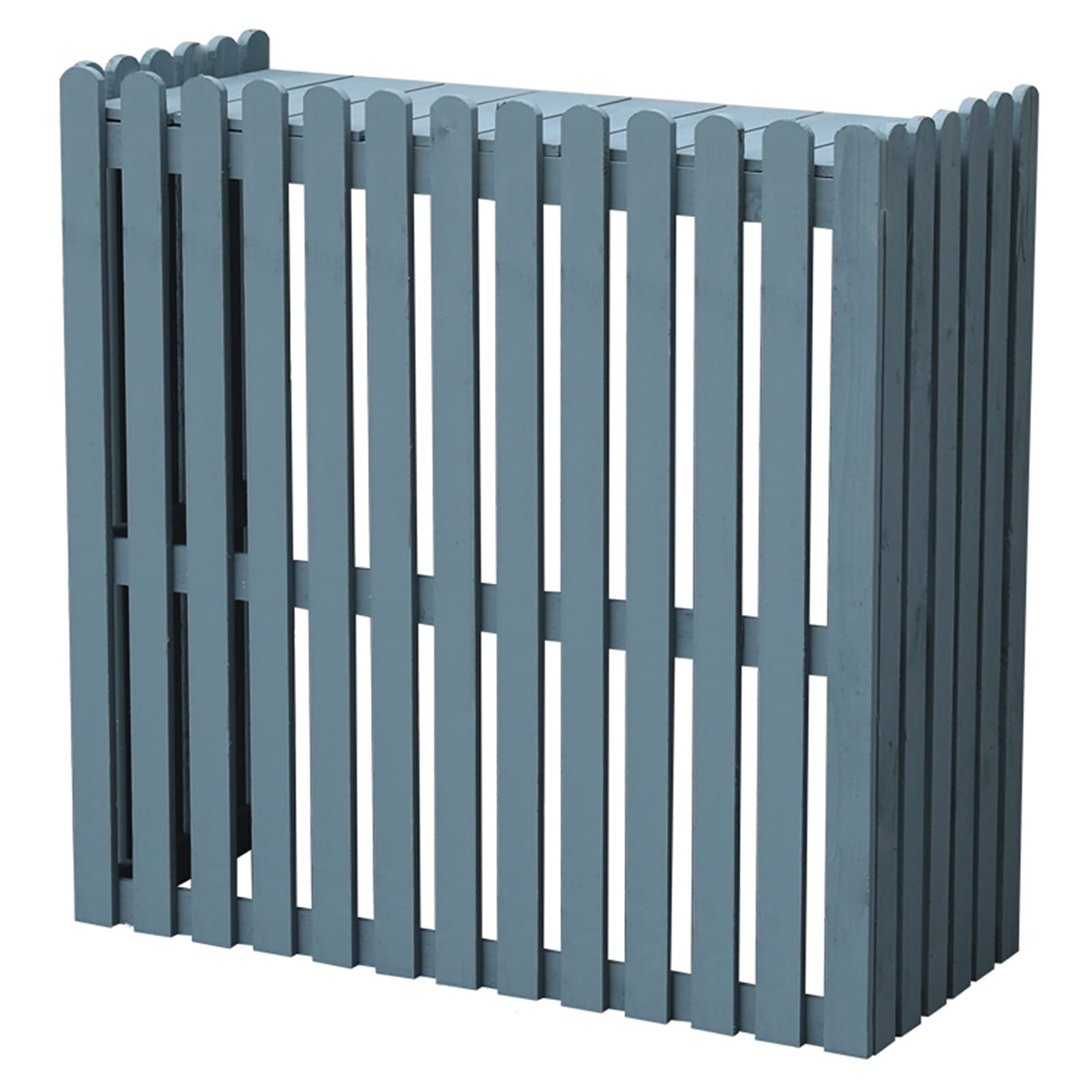 Outdoor Air Conditioner Cover with Wood Plant Stand - Hide AC Unit & Display Flower Pots - Garden, Patio, Porch Storage Rack - Tall Balcony Organizer (Blue) - Perfect for Outdoor Cooling System Protection & Plant Decoration