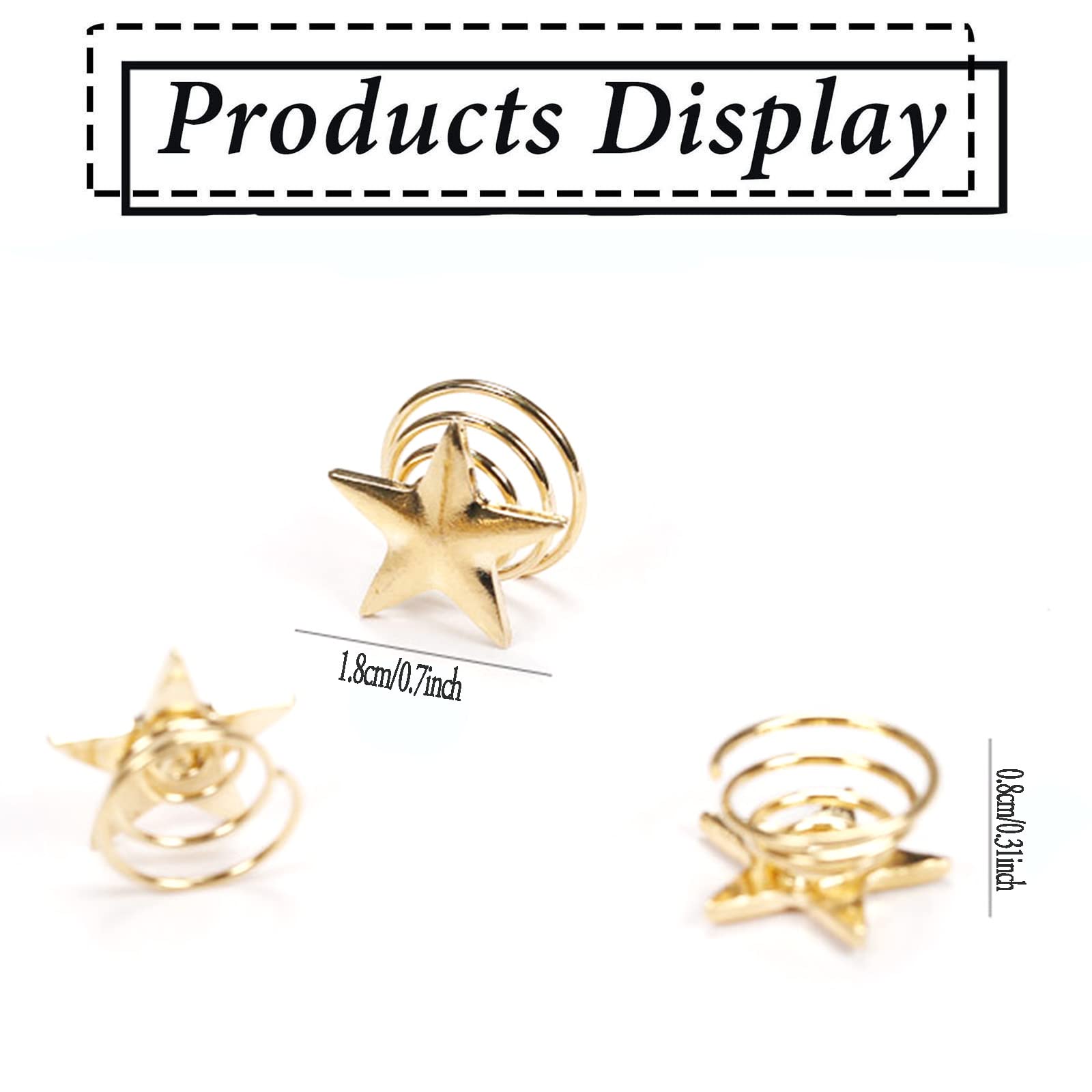 NAISKA 8PCS Gold Star Hair Clips | Spiral Hair Pins for Wedding, Bridal & Party | Hair Accessories for Women | Perfect for Updos, Braids & Special Occasions (Gold)