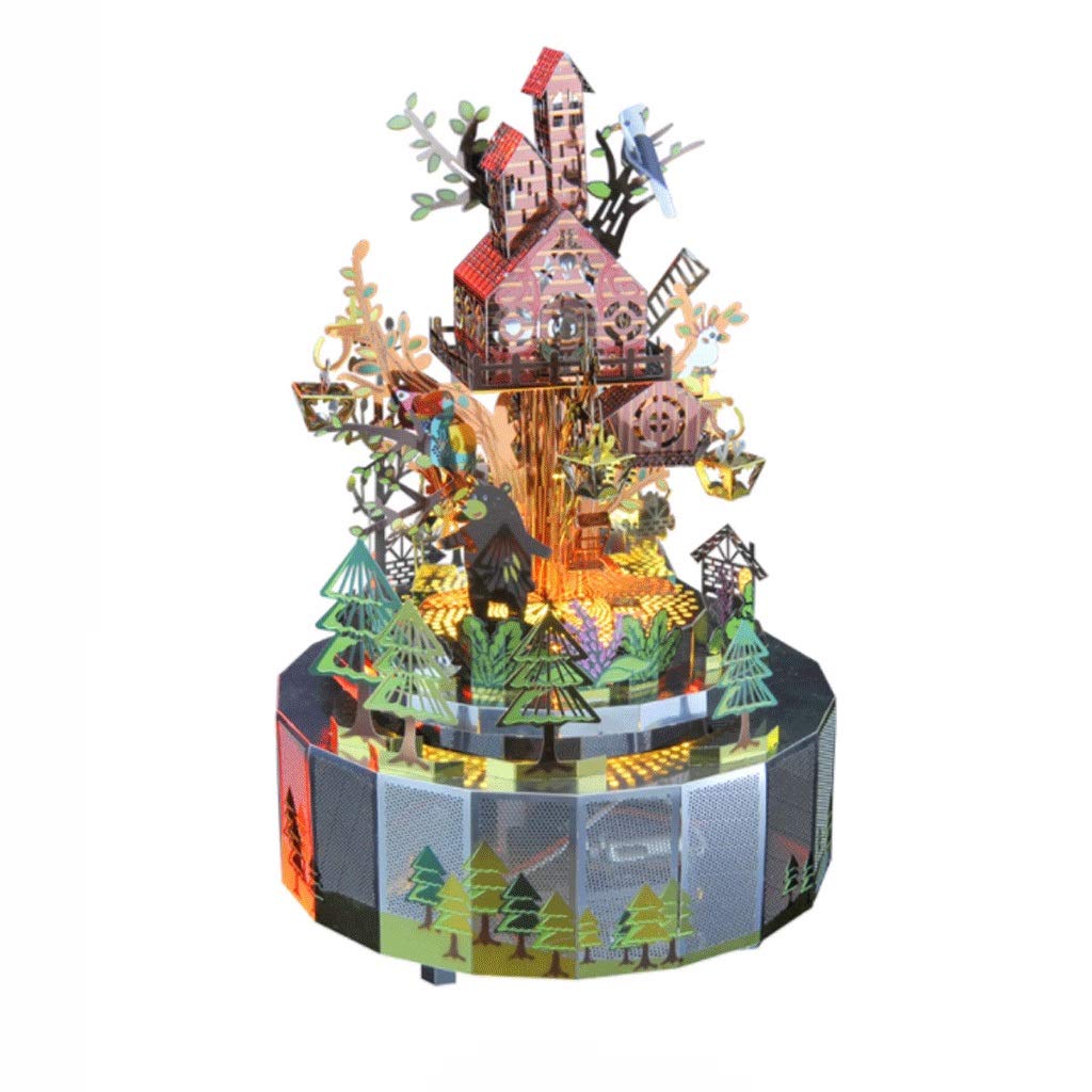 3D Metal Puzzle DIY Music Box - KGDC Architectural Model Kit for Small House & Castle, Handmade Toy Gift for Music Lovers (Color: E) | Perfect for Birthday Presents, Home Decor & Stress Relief