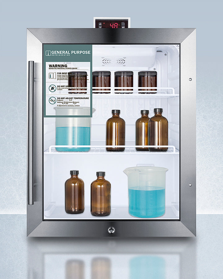Accucold 3.1 Cu Ft Compact Glass Door Refrigerator with Lock - Perfect for Offices, Break Rooms, and Small Spaces - SCR314LDTGP