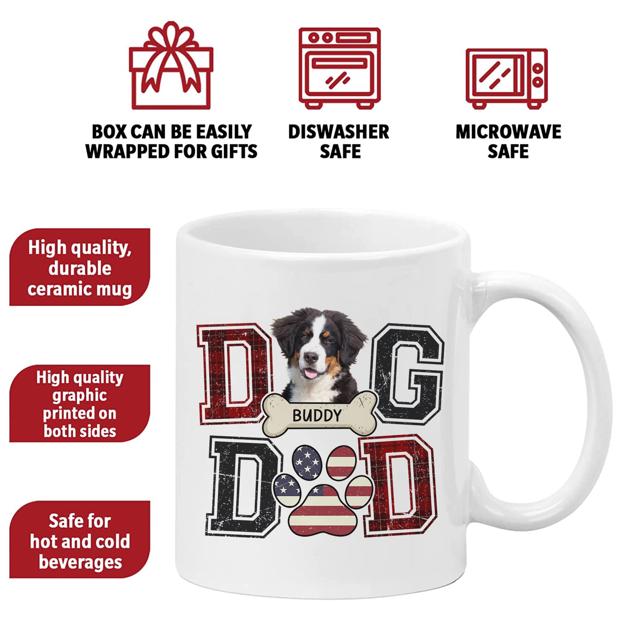 Best Dog Dad Coffee Mug - Custom Photo Gift for Father's Day, Funny Dog Lovers Cup for Dad - Perfect for Coffee, Tea & Office Use