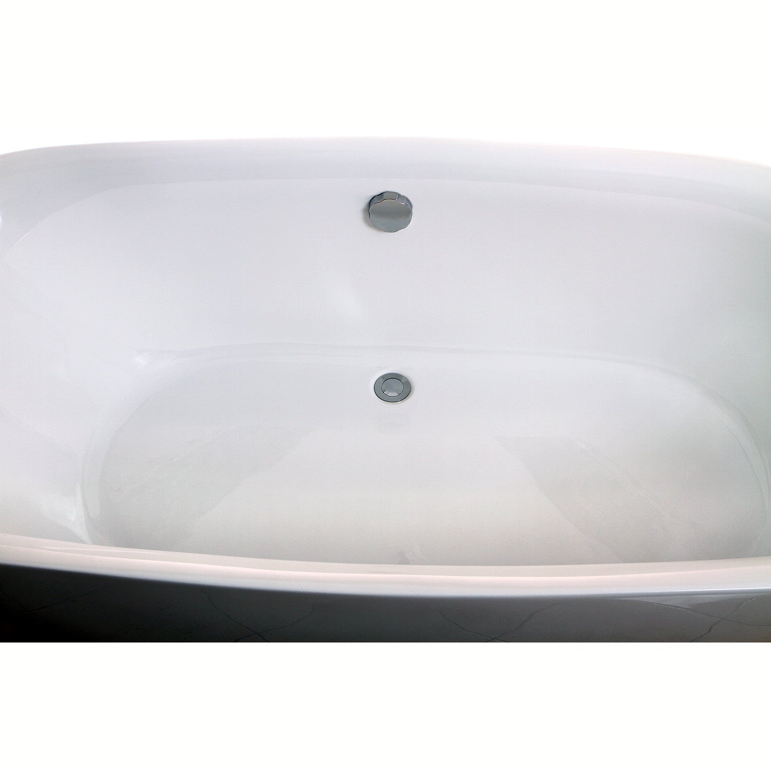 Aqua Eden VTDE713321 71-Inch Glossy White Acrylic Oval Freestanding Bathtub with Drain - Double Ended Soaking Tub for Luxury Bathrooms & Spa Retreats