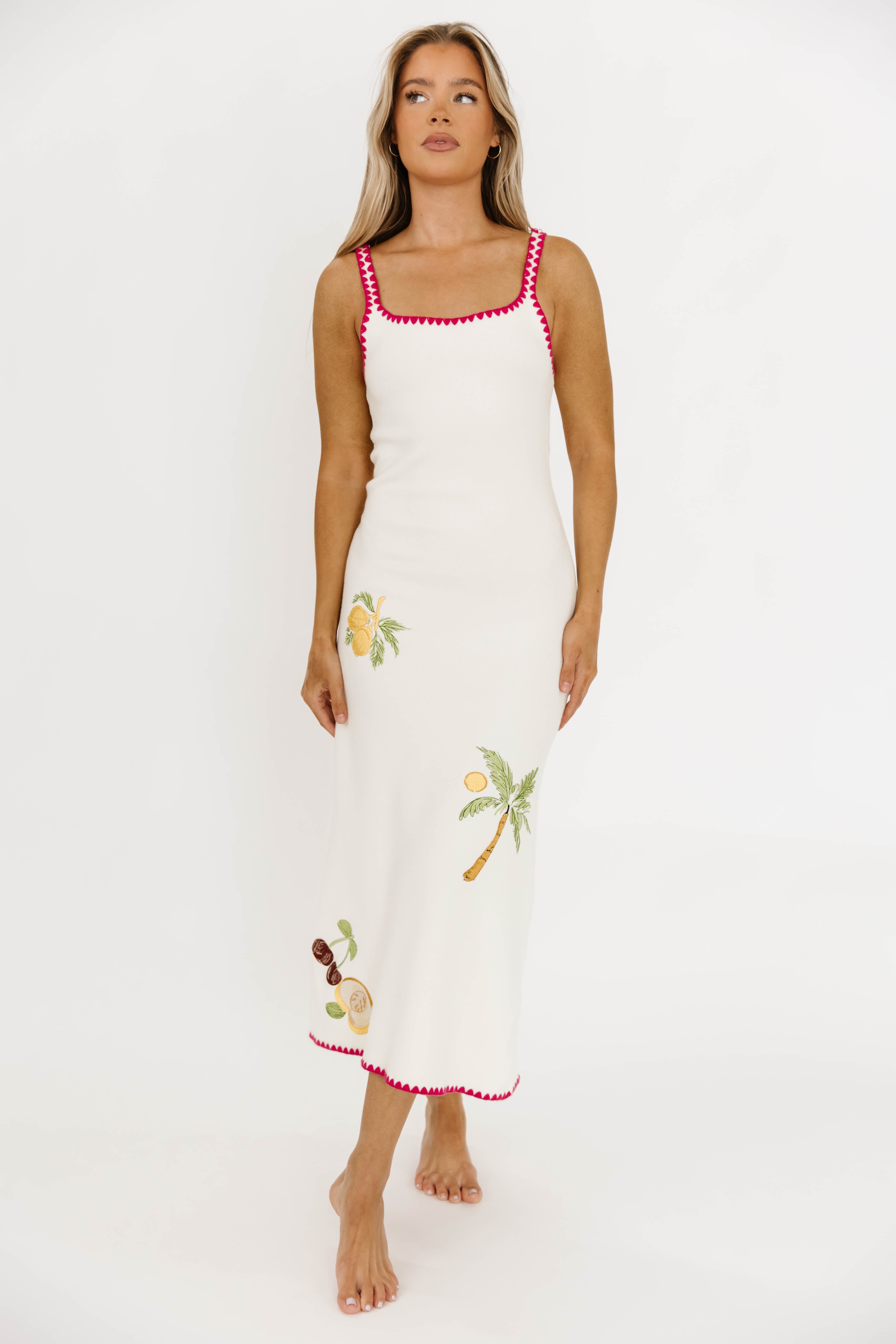 Meyer Embroidered Sweater Dress for Women - Soft Cream Knit Tunic Dress with Floral Embroidery | Perfect for Fall, Winter, Date Nights & Office Wear