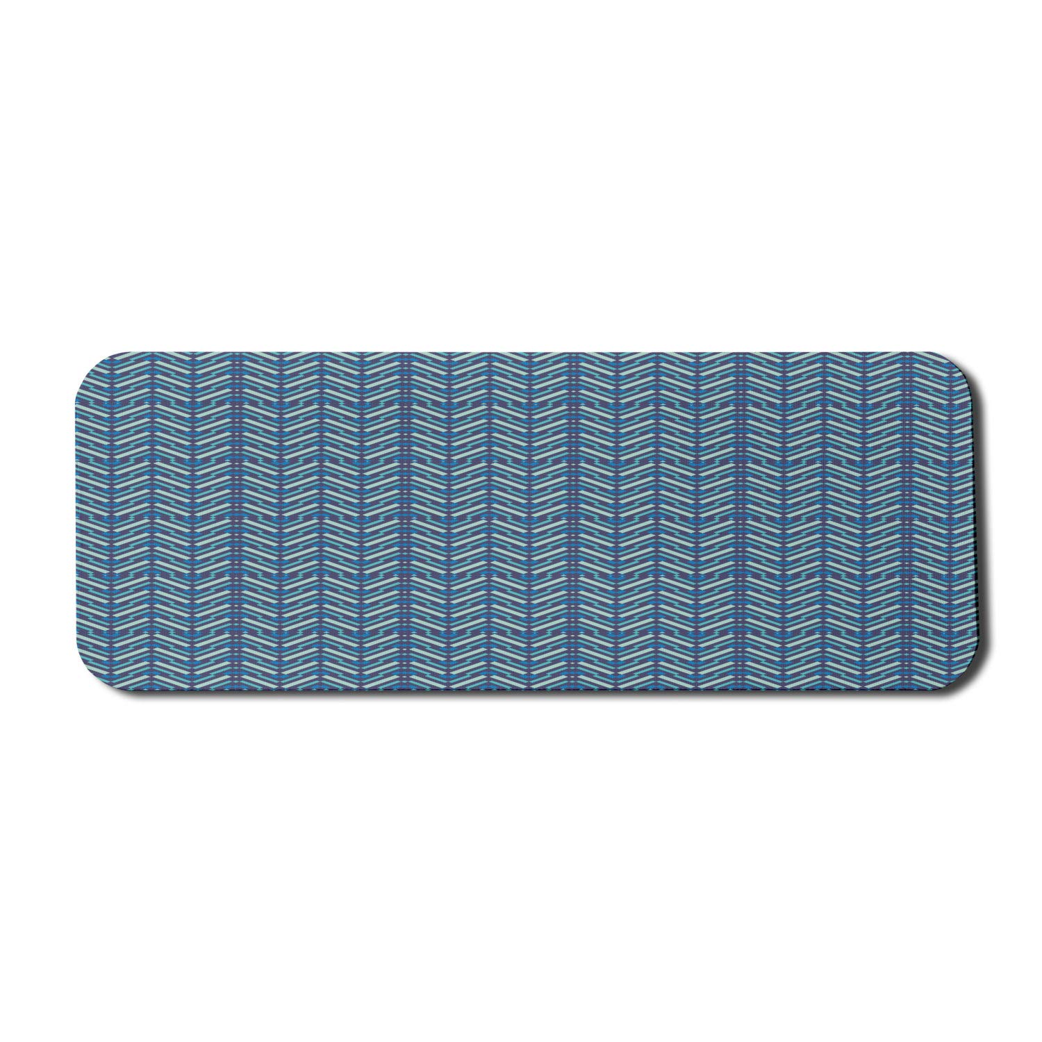 Ambesonne Abstract Geometric Mouse Pad - Non-Slip Rubber Gaming Mousepad with Retro Zigzag Stripes & Bluish Rectangle Design, 31