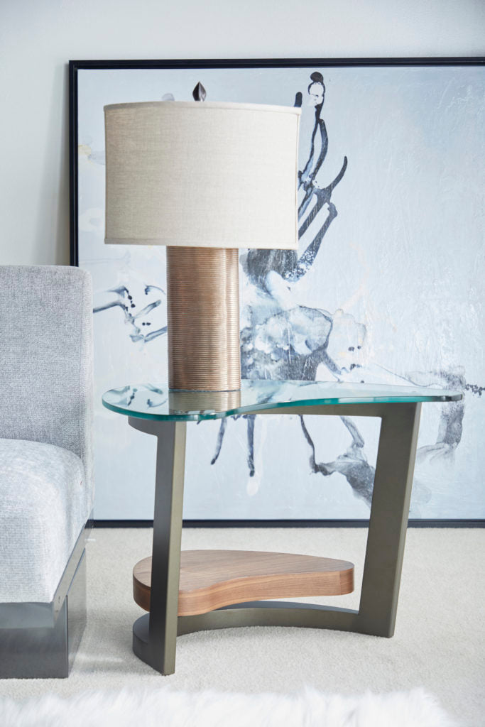 Elite Modern Maui Walnut & Metal Accent Table - Stylish Side Table for Living Room, Bedroom, or Office Decor