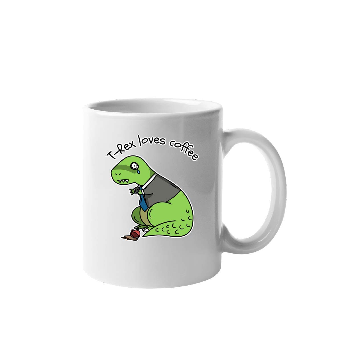 Funny T-Rex Loves Coffee Ceramic Mug - Dinosaur Office Humor Novelty Gift for Coffee Lovers - Perfect for Home, Office & Gifts