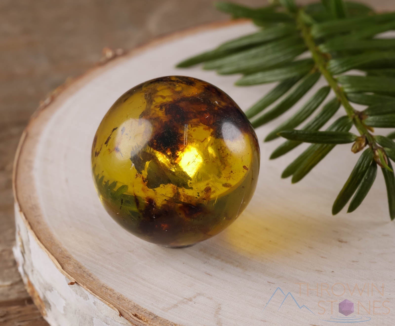 Natural Amber Crystal Ball Sphere - Healing Stone for Meditation, Feng Shui Decor, Housewarming Gift, Home & Office Decoration (E0356) - Perfect for Yoga Rooms, Spiritual Altars & Positive Energy Spaces