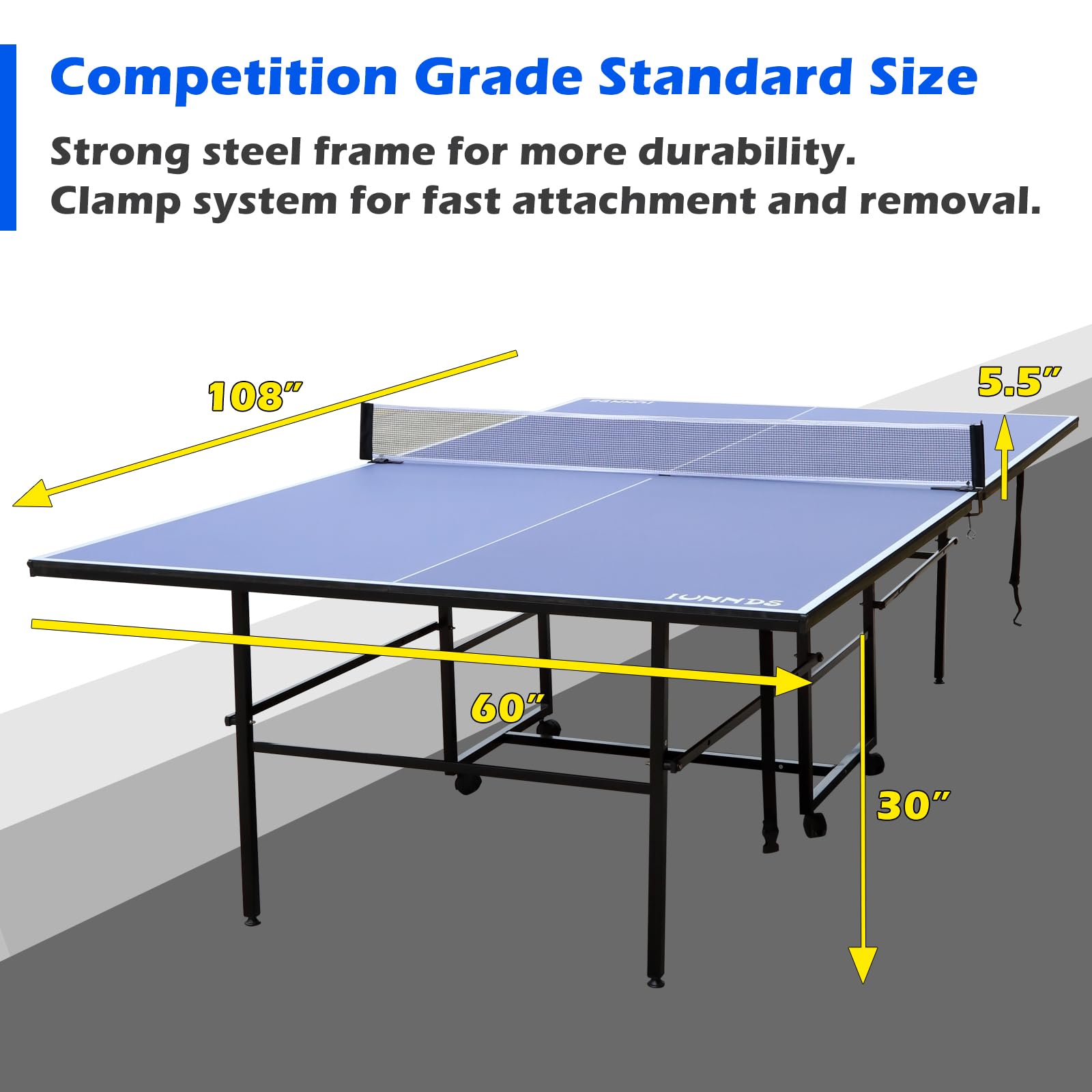 Foldable Mid-Size Table Tennis Table with 2 Paddles, 2 Balls & Net - Portable Ping Pong Table for Indoor/Outdoor Use - Easy Assembly Multiplayer Game Table for Home, Office, Backyard & Party Fun