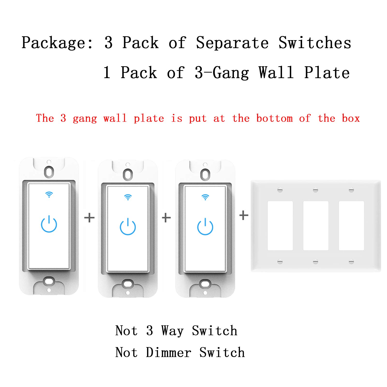 Smart WiFi Light Switch 3 Gang - Alexa & Google Home Compatible for Smart Homes