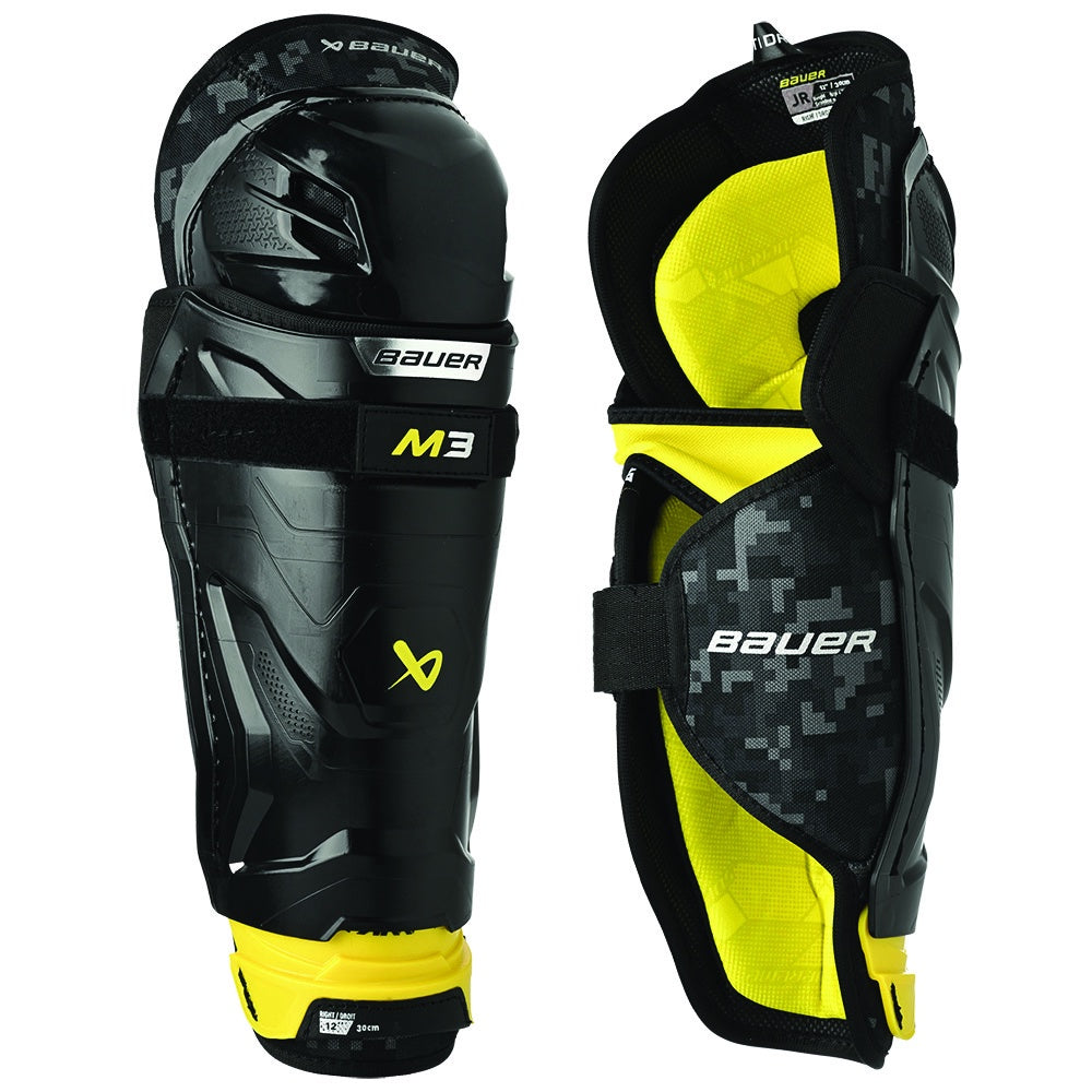 Bauer Supreme M3 Junior Ice Hockey Shin Guards - Youth Protective Gear for Ice Skating & Hockey Practice - Perfect for Games, Training & Recreational Play