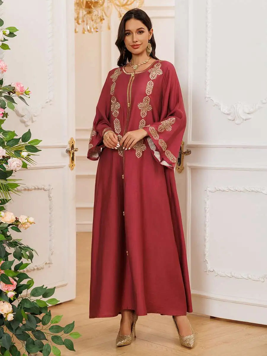 Elegant Eid Caftan Dress for Women - Traditional Middle Eastern Kaftan with Embroidery - Perfect for Eid Celebrations, Weddings & Special Occasions