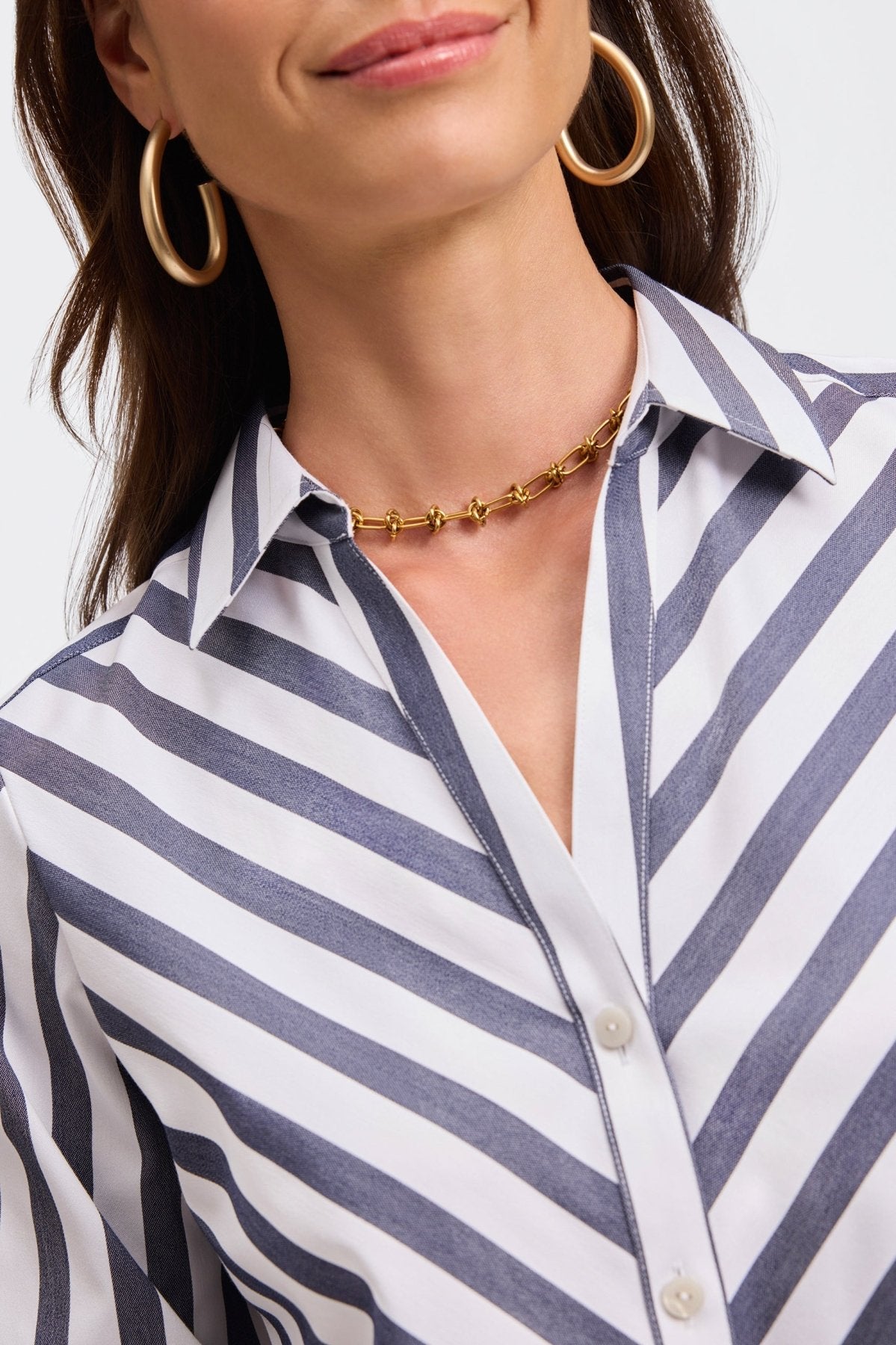 Mary Springtime Stripe Long Sleeve Shirt for Women | Floral Print Blouse | Casual & Office Wear | Perfect for Spring Outfits and Work Attire