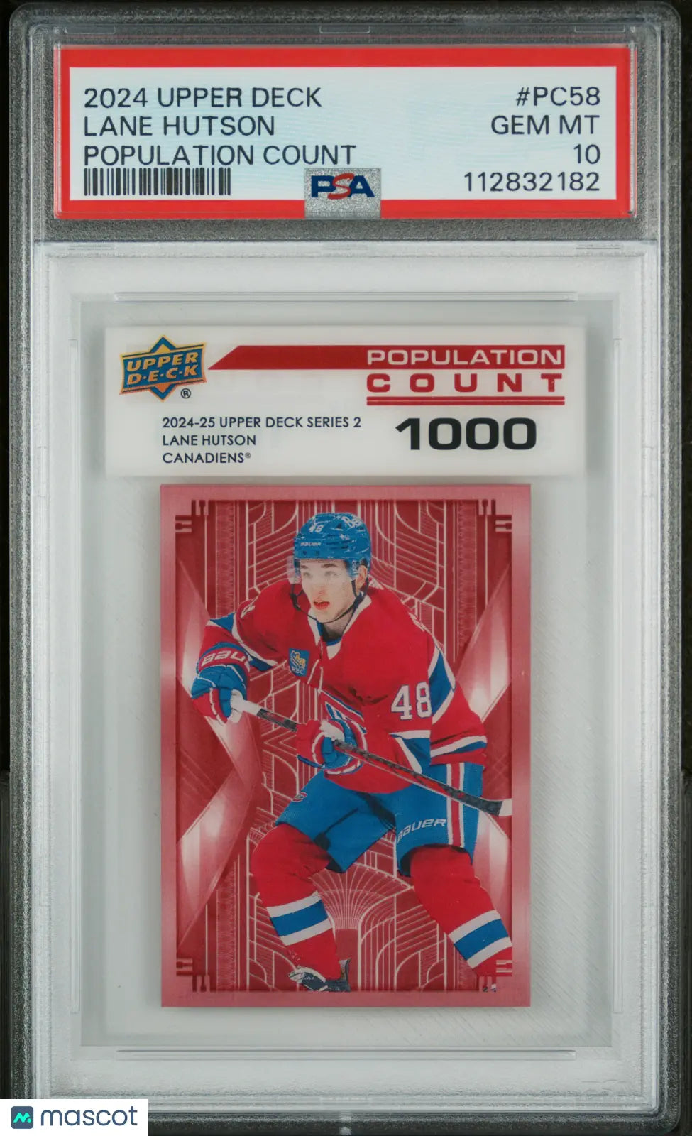2024 Upper Deck Series 2 Lane Hutson Rookie Card - Limited Edition PSA 10 Gem Mint (Population 1000) - Perfect for Hockey Card Collectors & Sports Memorabilia Enthusiasts