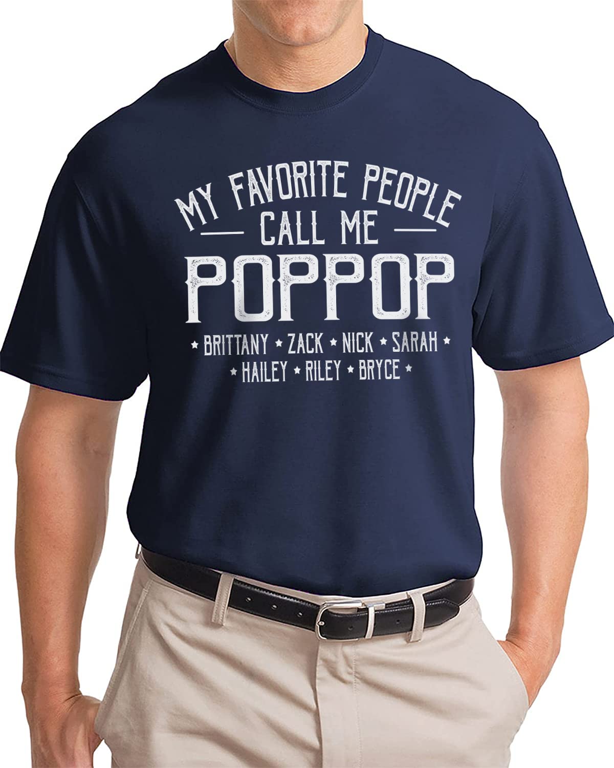 Custom Pop-Pop T-Shirt for Grandpa & Kids - Personalized Name T-Shirt | Unique Papa Gift Idea for Father's Day, Birthday & Family Reunions