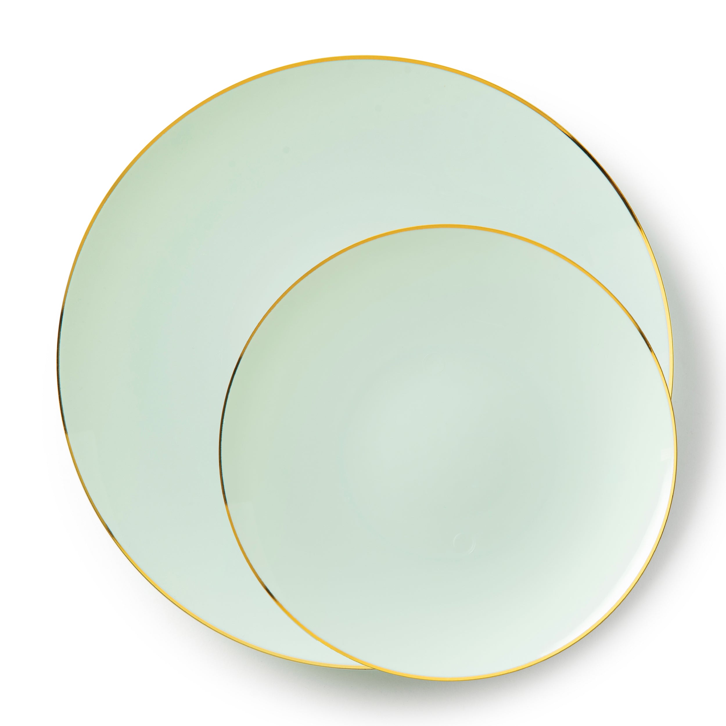 32-Pack Green & Gold Round Plastic Dinnerware Set for 16 Guests - Eco-Friendly Disposable Plates, Cups & Cutlery - Perfect for Parties, Picnics, BBQs & Outdoor Events