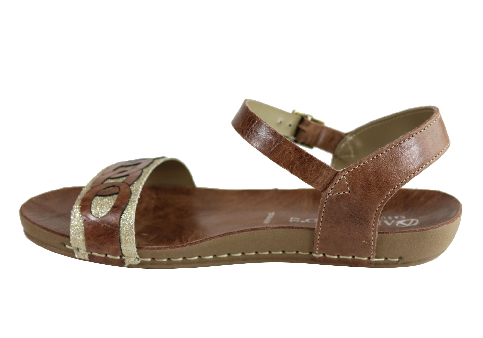 Andacco Corrie Women's Comfortable Leather Flat Sandals - Handmade in Brazil - Perfect for Summer, Beach & Casual Outings