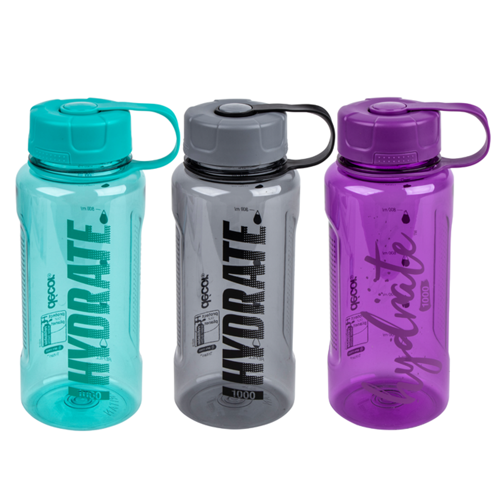 1L Motivational Water Bottle with Time Marker - BPA Free Leak Proof Sports Water Bottle for Gym, Running, Hiking & Daily Hydration Tracking