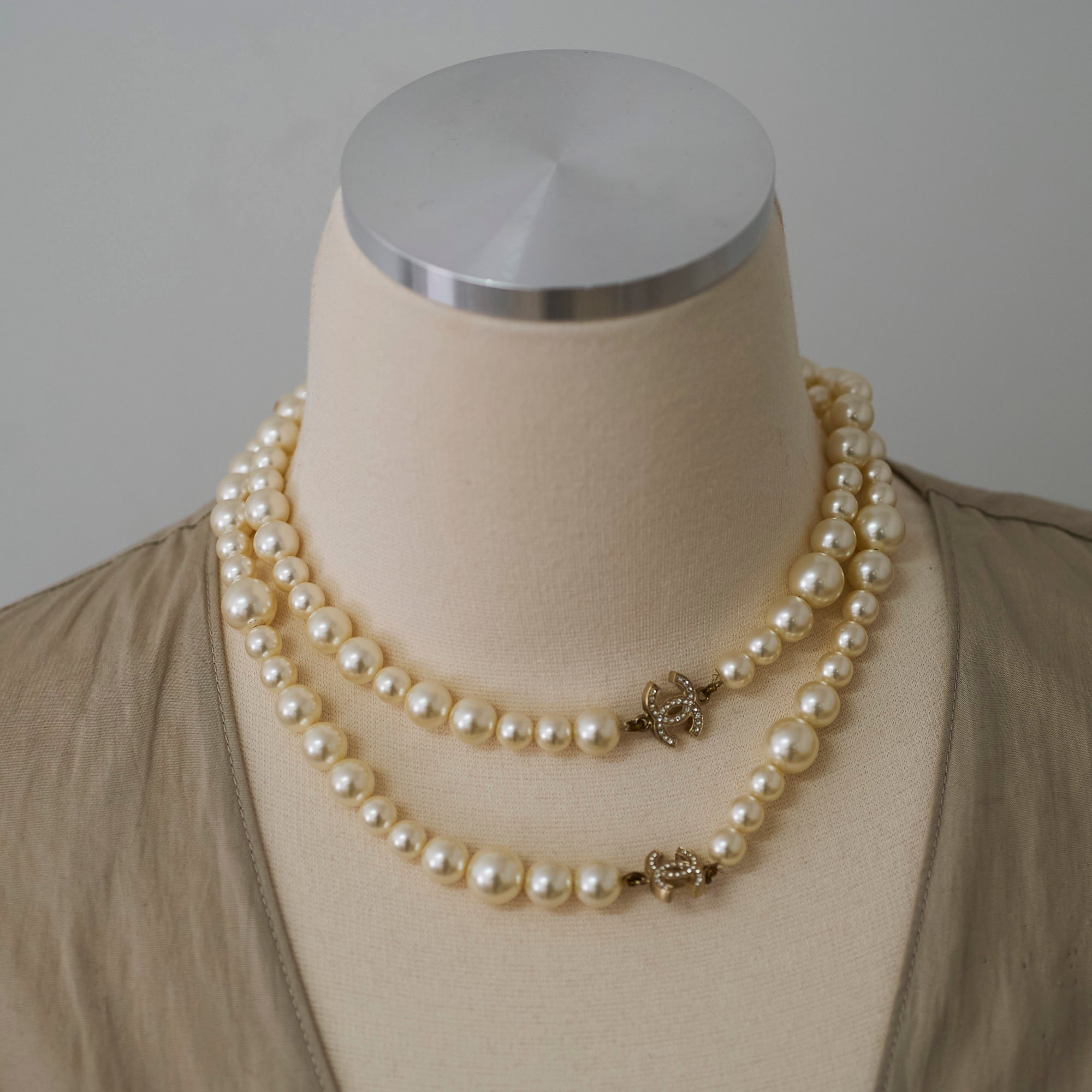 Chanel Pearl Long CC Logo Necklace - Elegant Costume Jewelry for Women | Perfect for Parties, Weddings & Special Occasions