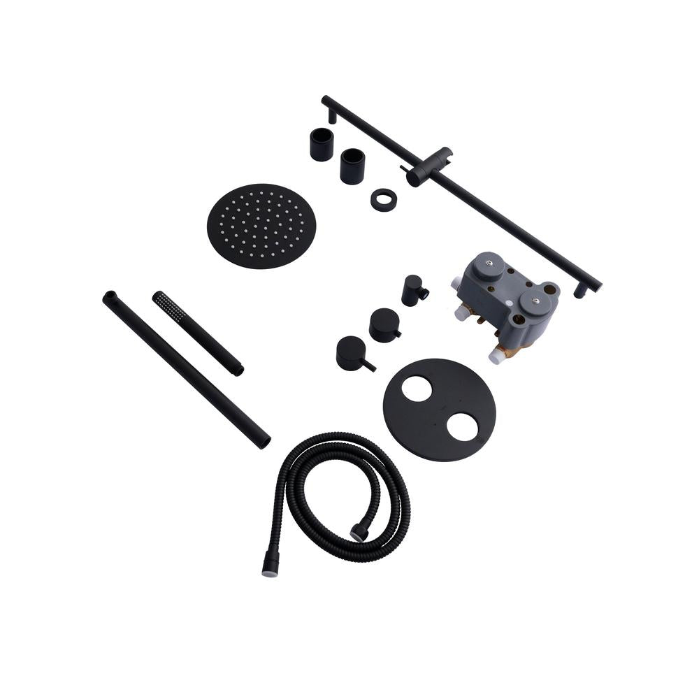 ZLINE Emerald Bay Thermostatic Shower System in Matte Black - 3 Function Rainfall Shower Head with Handheld Sprayer and Diverter Valve - Perfect for Modern Bathroom Renovations (EMBY SHS T2 MB)