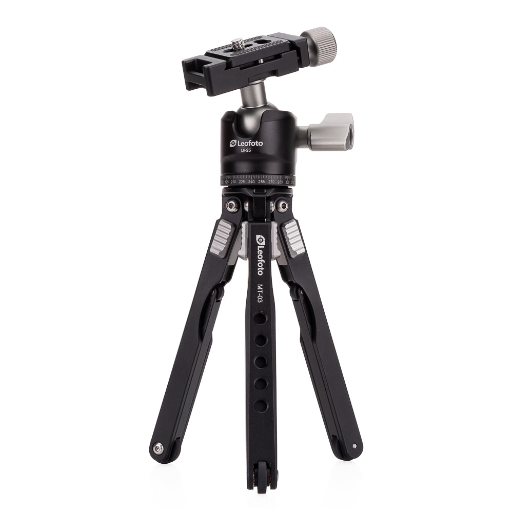 Leofoto MT-03 Compact Table Top Tripod with LH-25 Ball Head - Lightweight Aluminum Travel Tripod for DSLR & Mirrorless Cameras - Perfect for Vlogging, Photography & Desktop Shooting