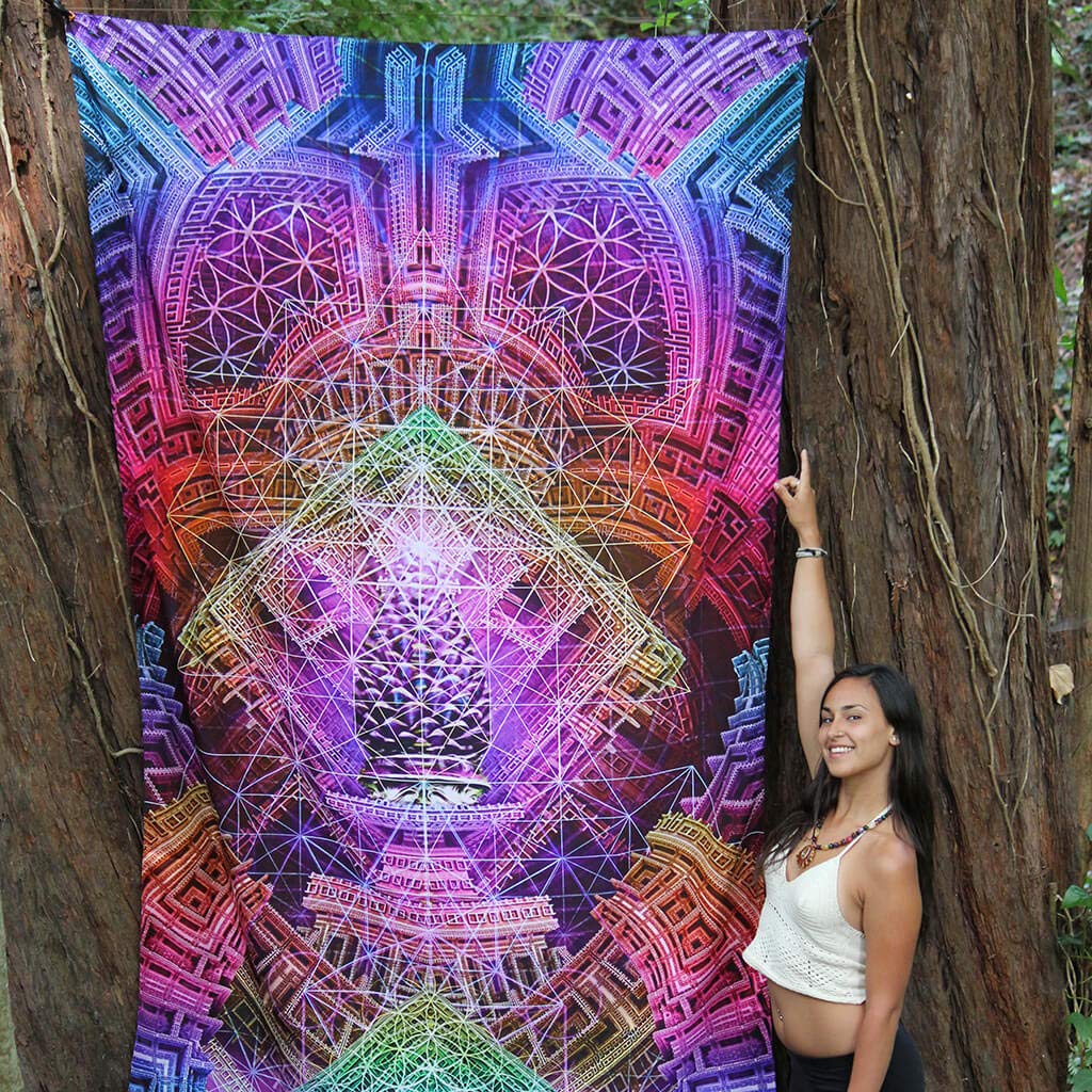 Radiant Pinecone Psychedelic Wall Tapestry by Dima Yastronaut - Modern Bohemian Home Decor for Bedroom, Living Room & Dorm - Third Eye Tapestries Collection