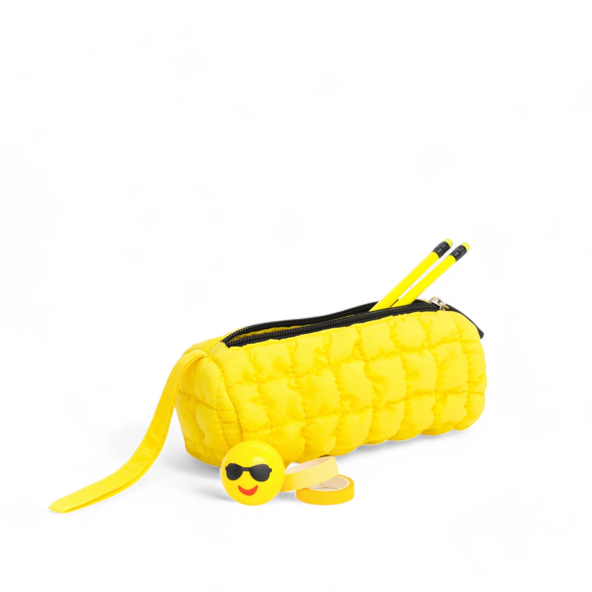 SuperNova Yellow Boba Pencil Pouch - Cute Kawaii Stationery Organizer for School, Office & Travel | Trendy Bubble Tea Themed Pencil Case for Teens & Adults