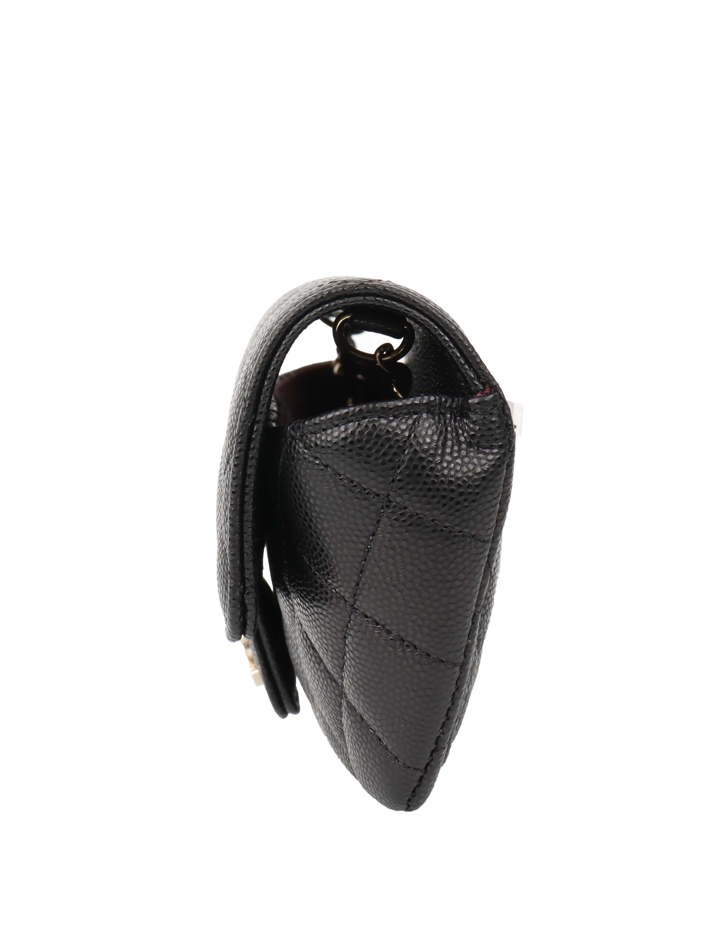 Chanel Black Caviar Leather Glasses Case Chain Bag - Luxury Eyewear Holder for Women, Designer Sunglasses Pouch with Chain Strap, Perfect for Travel & Everyday Use