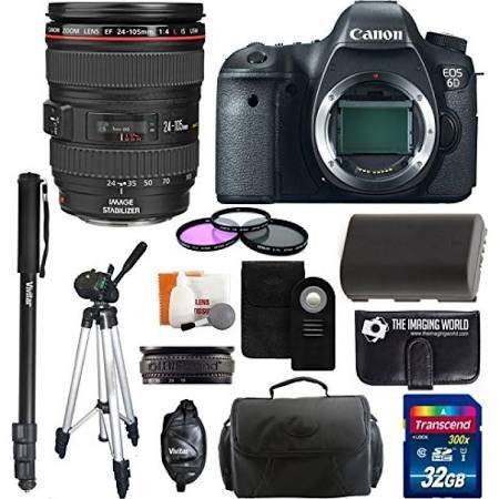 Canon EOS 6D 20.2MP Full Frame DSLR Camera with 24-105mm f/4L IS USM Lens Kit - Professional Photography for Travel, Portraits & Landscapes